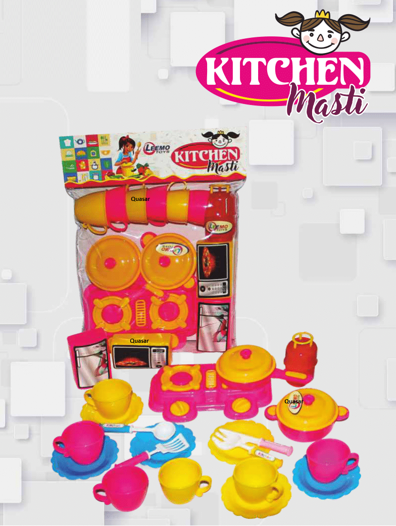 Quasar Toys   Mini Kitchen Miniature Cooking Masti Play Set Toy for Kids  Non Toxic Indian Kitchen Set Made in India Pretend Role Play Set Children  ...